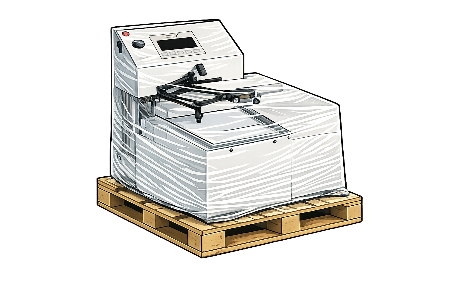 Freight truck carrying a palletized Autopen machine for delivery